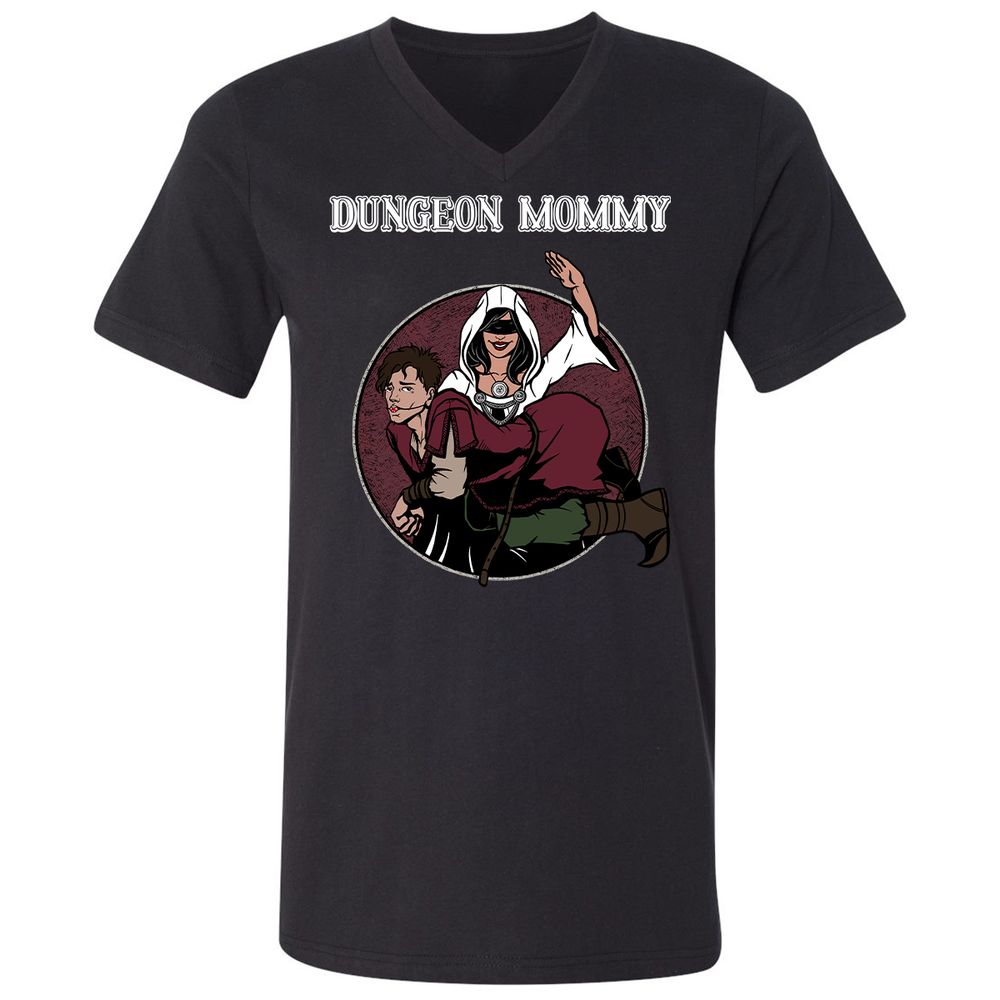 Dominant Dungeon Mommy Unisex V-Neck T-Shirt - Black - 1