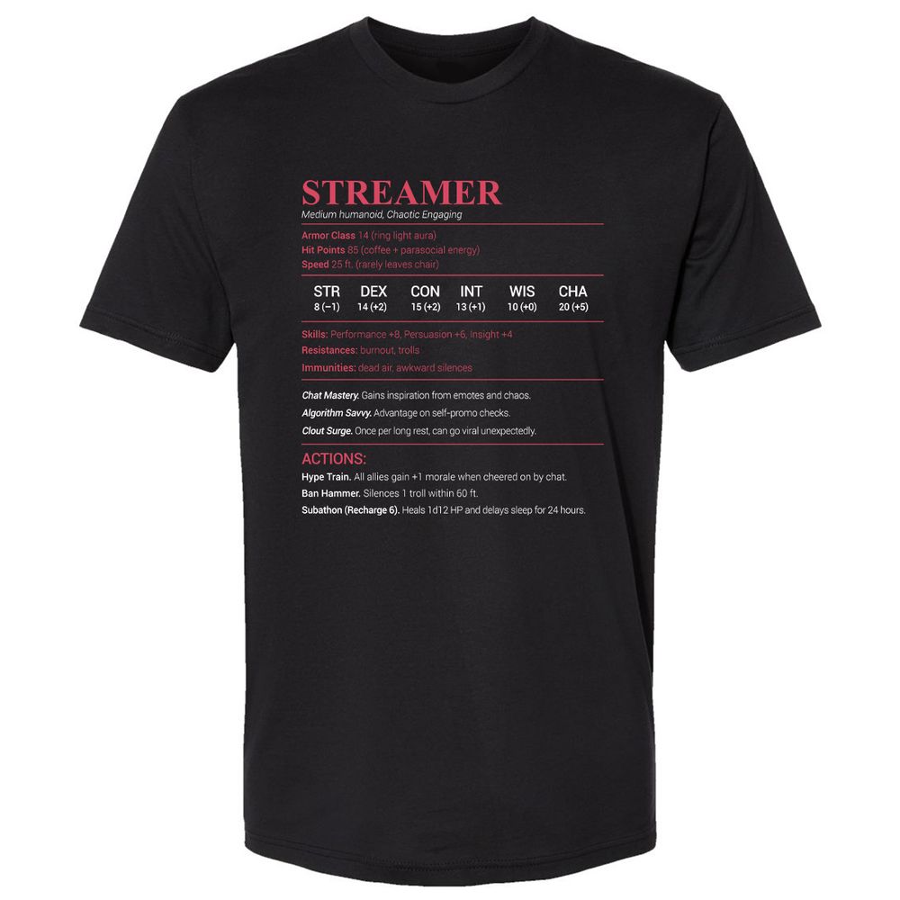 Streamer Stats Premium Unisex T-Shirt - Black - 1