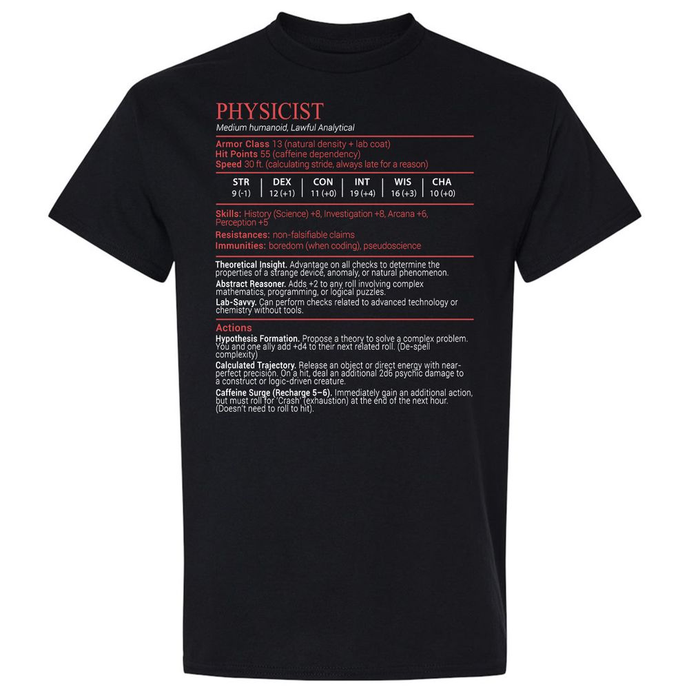 Physicist Stats Block - Black - 1