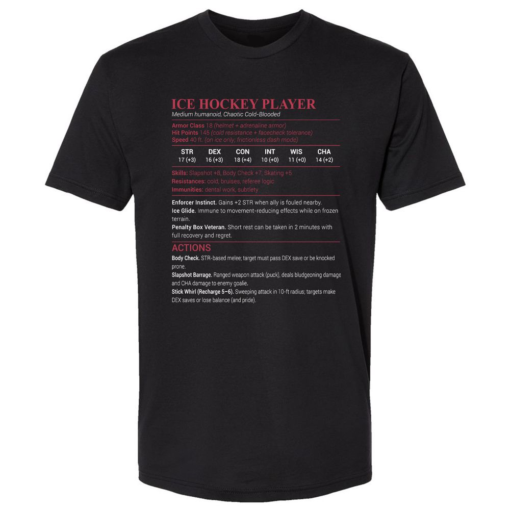 Ice Hockey Player Premium Unisex T-Shirt - Black - 1