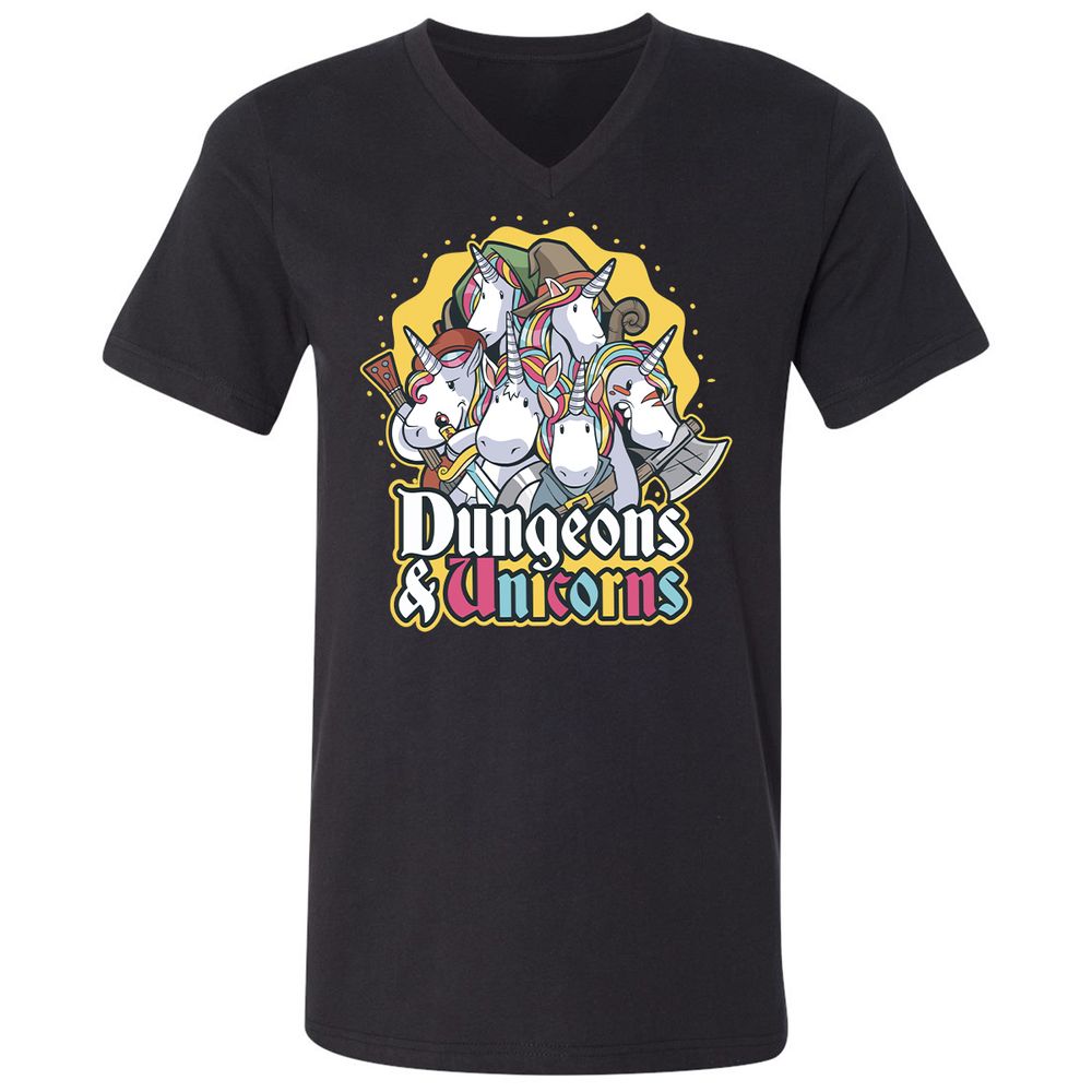 Dungeons And Unicorns Unisex V-Neck T-Shirt - Black - 1