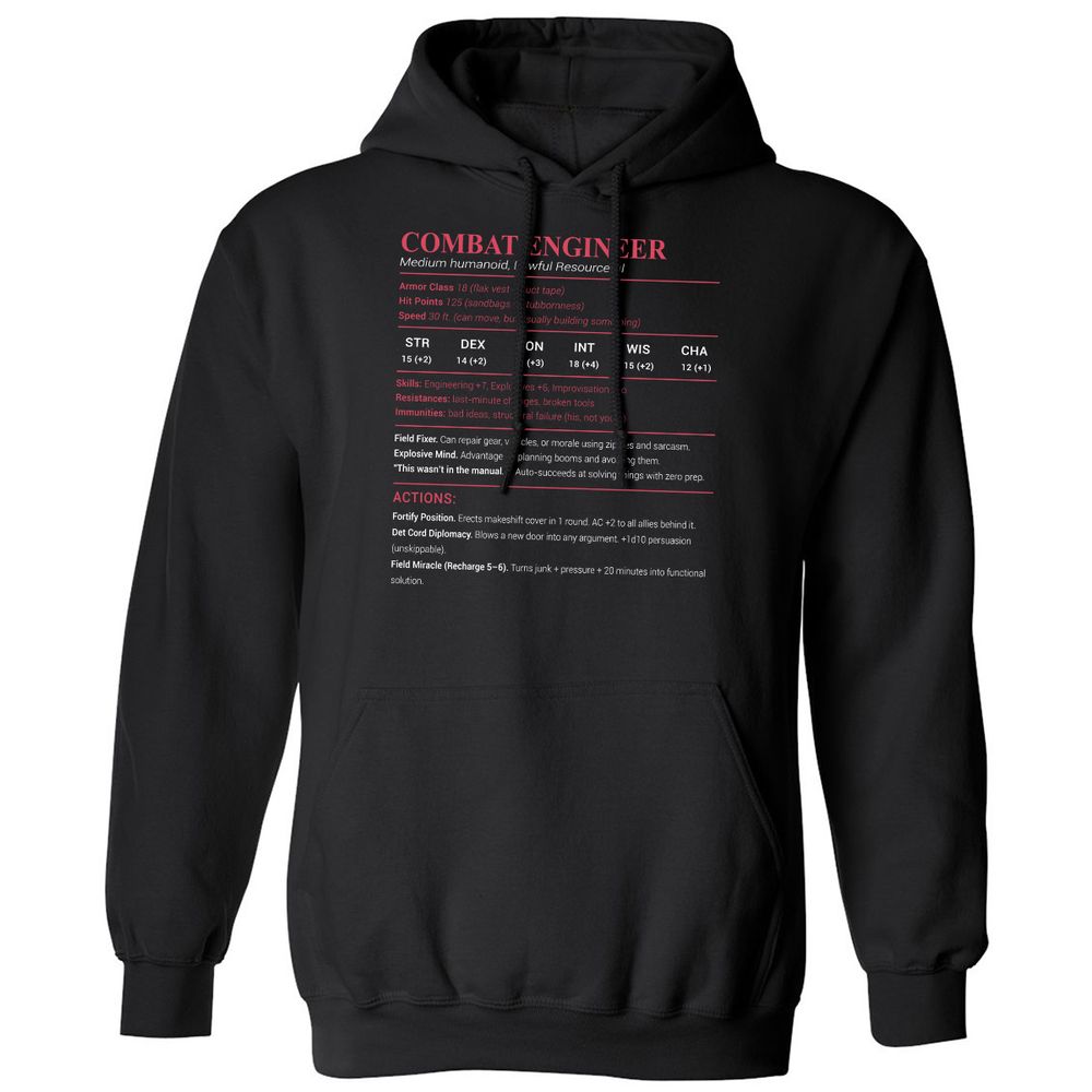 Combat Engineer Classic Unisex Hoodie - Black - 1