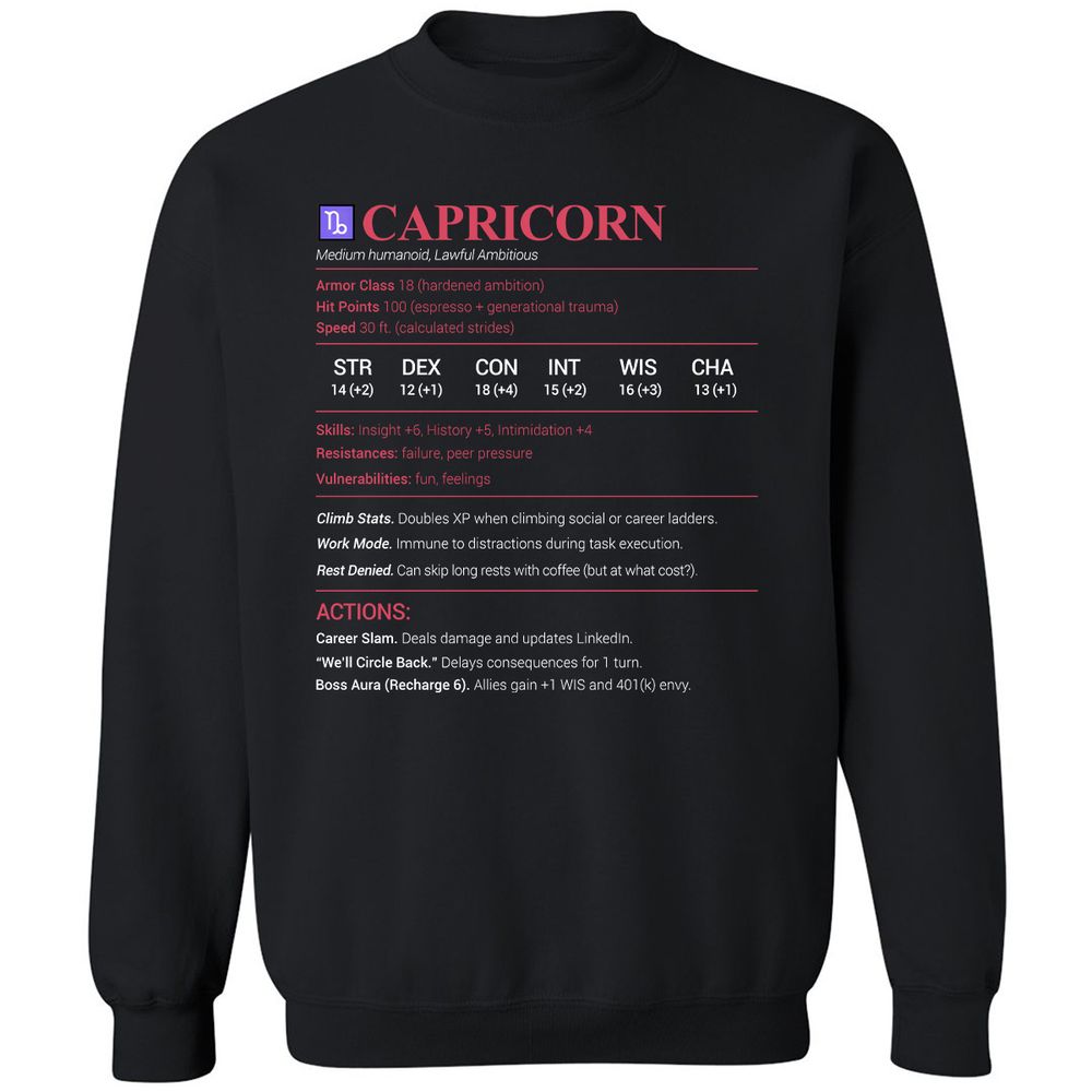 Capricorn Stats Classic Unisex Sweatshirt - Black - 1