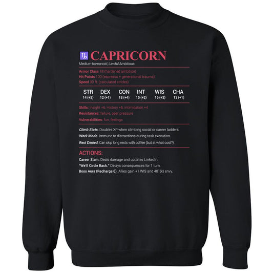 Capricorn Stats Classic Unisex Sweatshirt - Black - 1