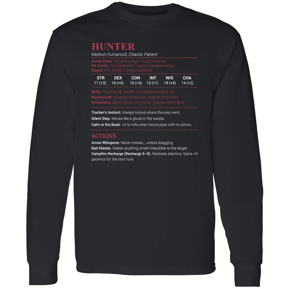 Hunter Stats Long Sleeve T-Shirt - Black - 1