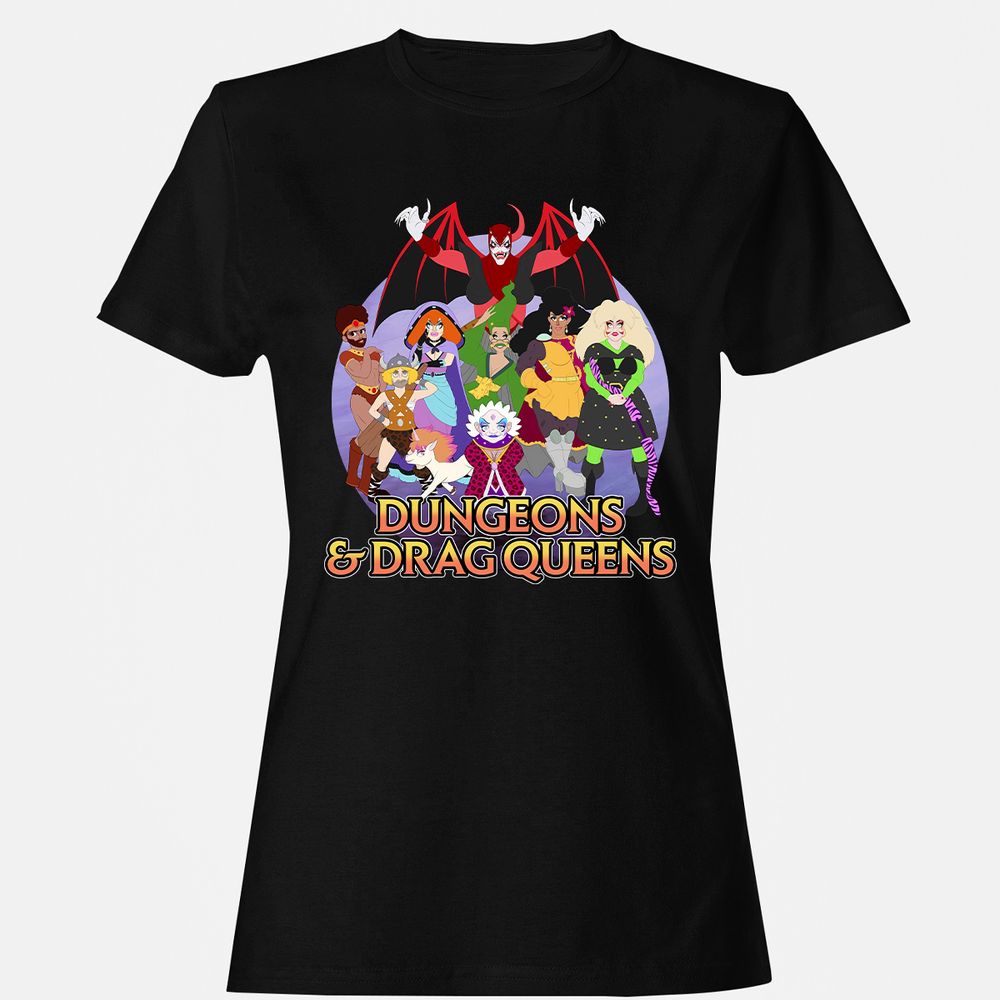 Dungeons n Drag Queens Cartoon Women's T-Shirt - Black - 1