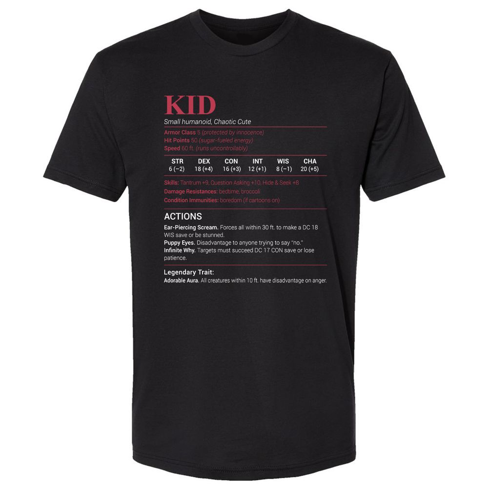 Kid Stats Premium Unisex T-Shirt - Black - 1