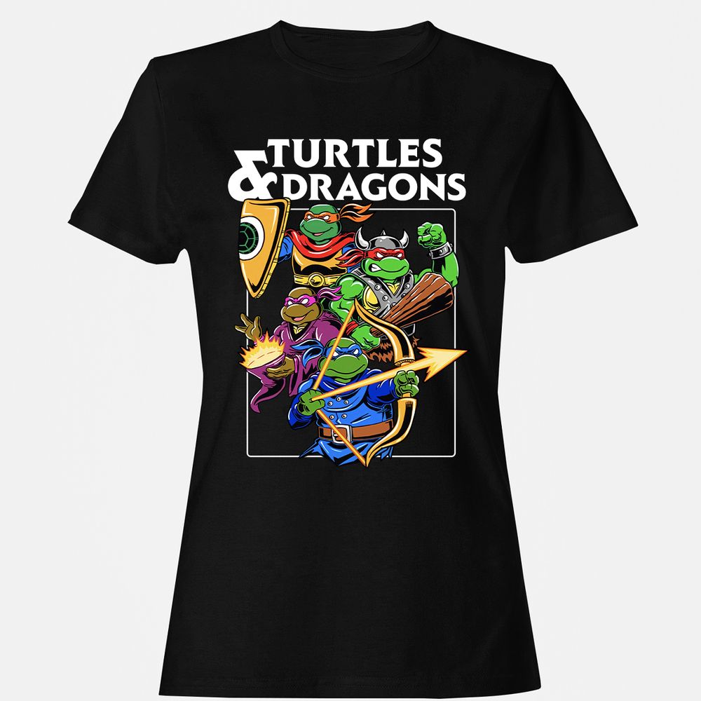 Turtles & Dragons Women's T-Shirt - Black - 1