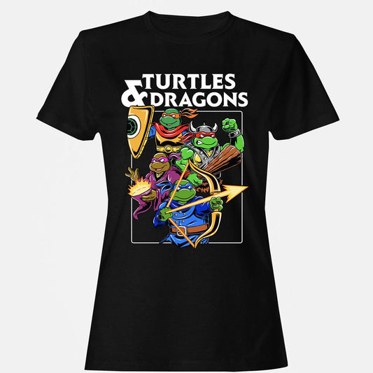 Turtles & Dragons Women's T-Shirt - Black - 1