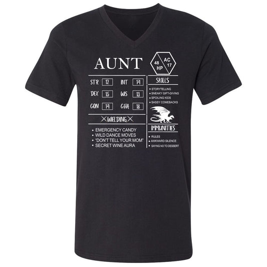 Aunt Stats Unisex V-Neck T-Shirt - Black - 1