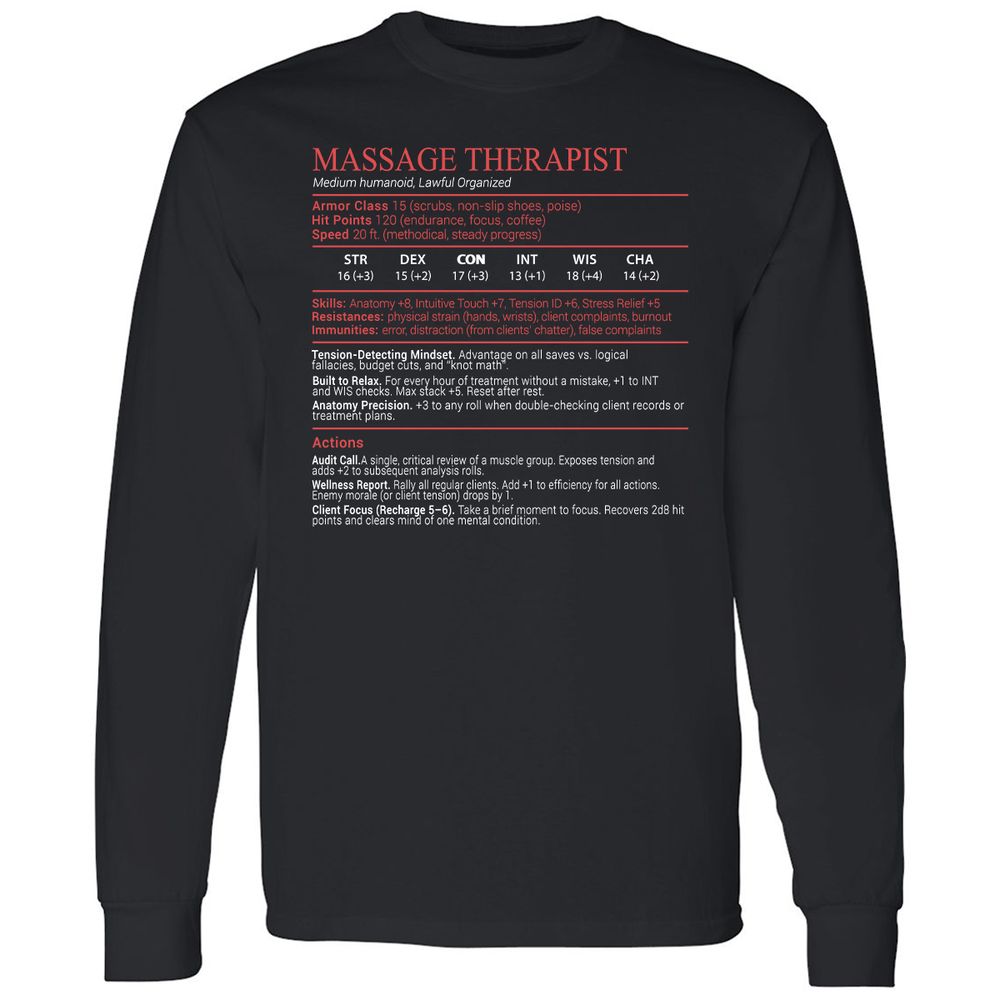 Massage Therapist Stats Block - Black - 1