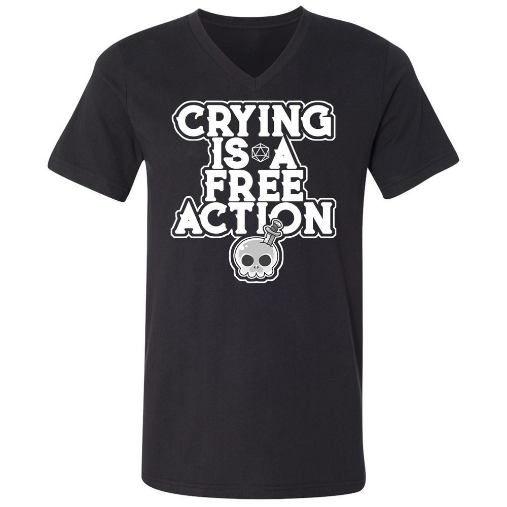 Crying Is A Free Action Unisex V-Neck T-Shirt - Black - 1