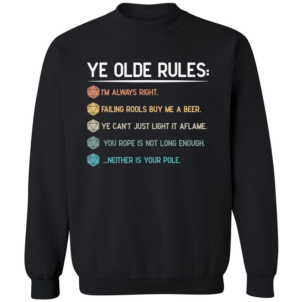 Dungeon Master Rules – Ye Olde RPG Classic Unisex Sweatshirt - Black - 1