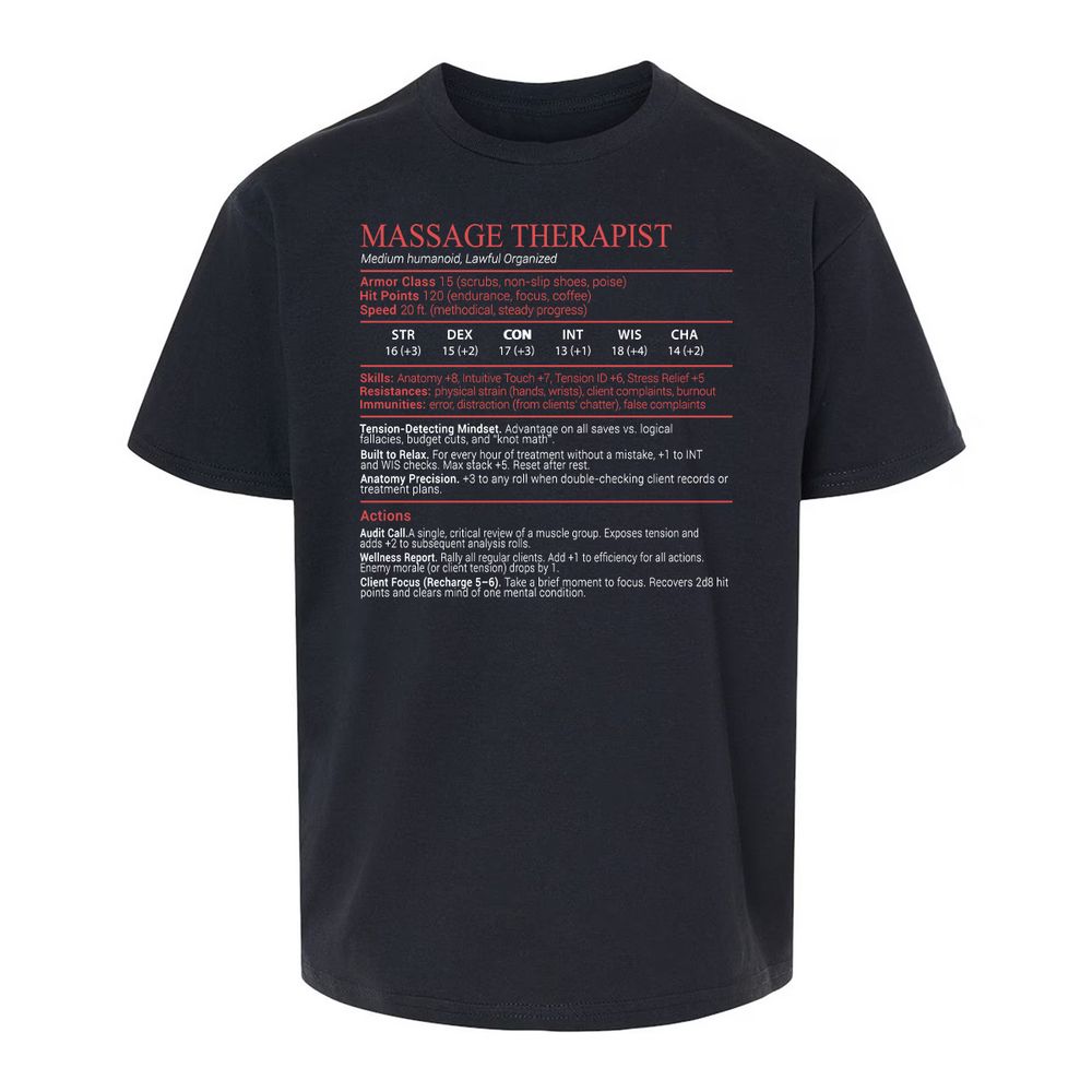Massage Therapist Stats Block - Black - 1