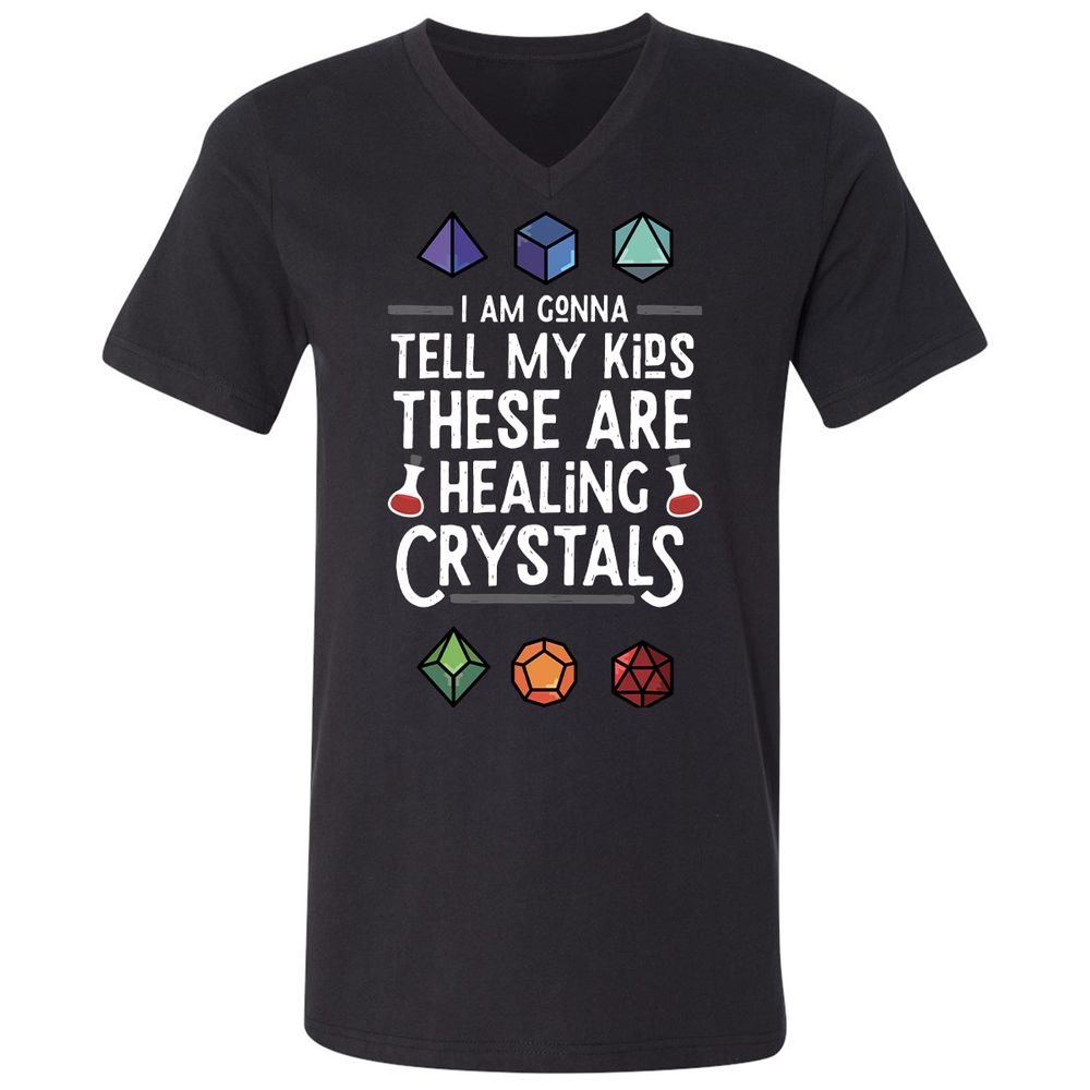Healing Crystals Unisex V-Neck T-Shirt - Black - 1