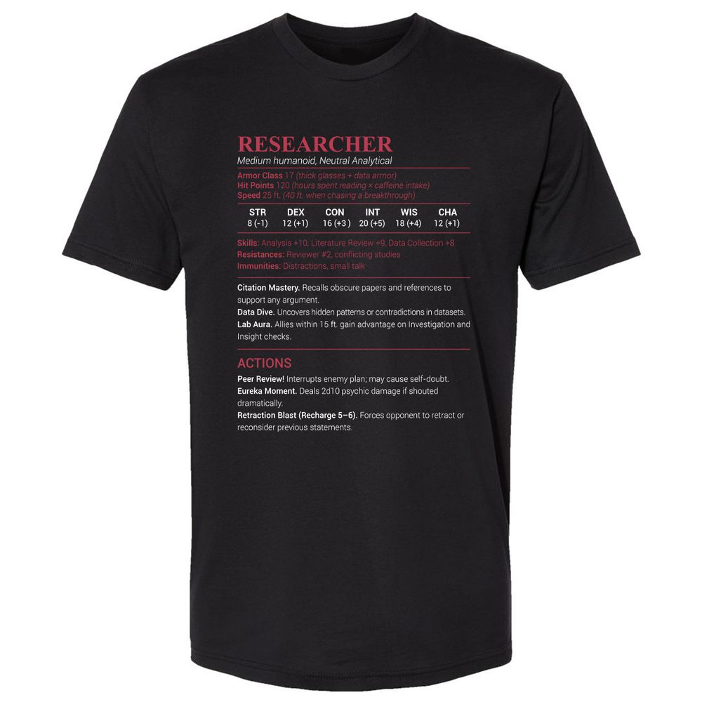 Researcher Stats Premium Unisex T-Shirt - Black - 1