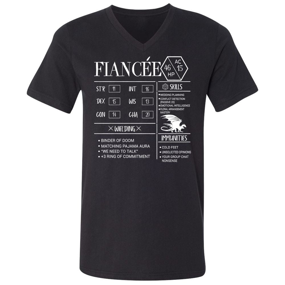 Fiancee Stats Unisex V-Neck T-Shirt - Black - 1