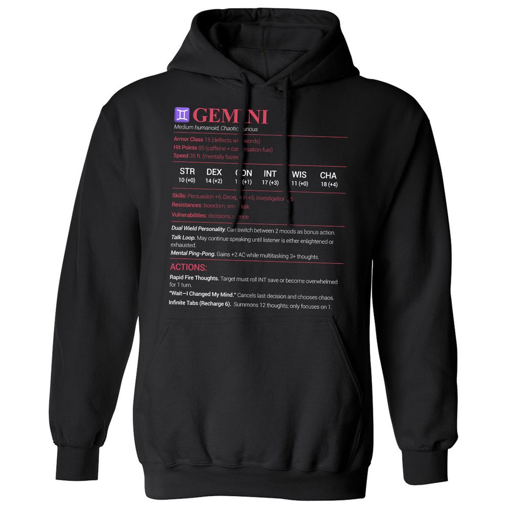 Gemini Stats Classic Unisex Hoodie - Black - 1