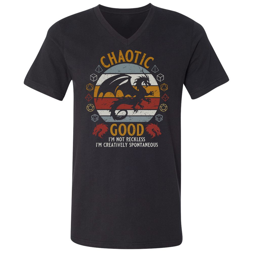 Chaotic Good Unisex V-Neck T-Shirt - Black - 1