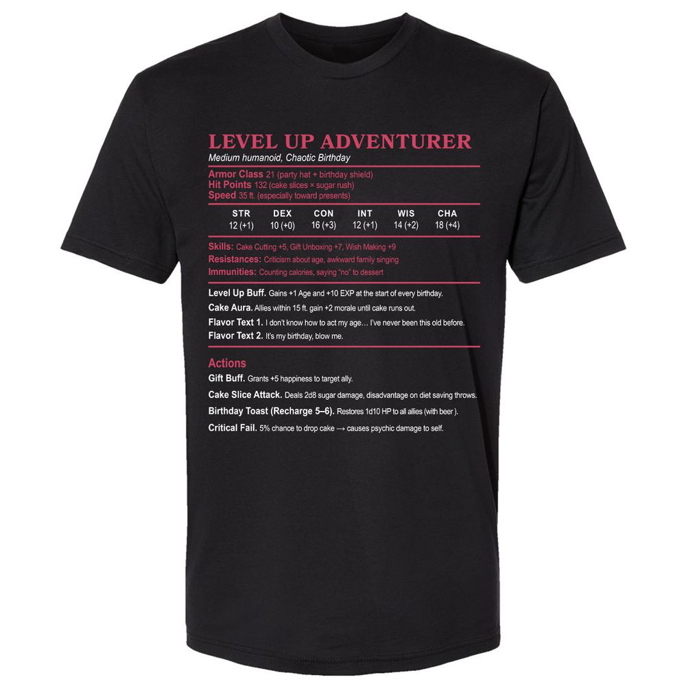 Level Up Adventurer Premium Unisex T-Shirt - Black - 1