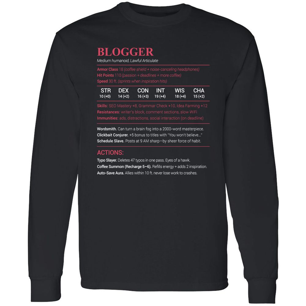 Blogger Long Sleeve T-Shirt - Black - 1