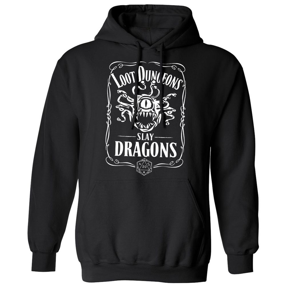 Loot Dungeon Slay Dragons Classic Unisex Hoodie - Black - 1