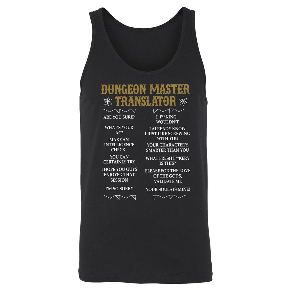 Dungeon Master Translator Unisex Jersey Tank - Black - 1