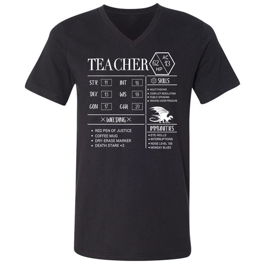 Teacher New Unisex V-Neck T-Shirt - Black - 1