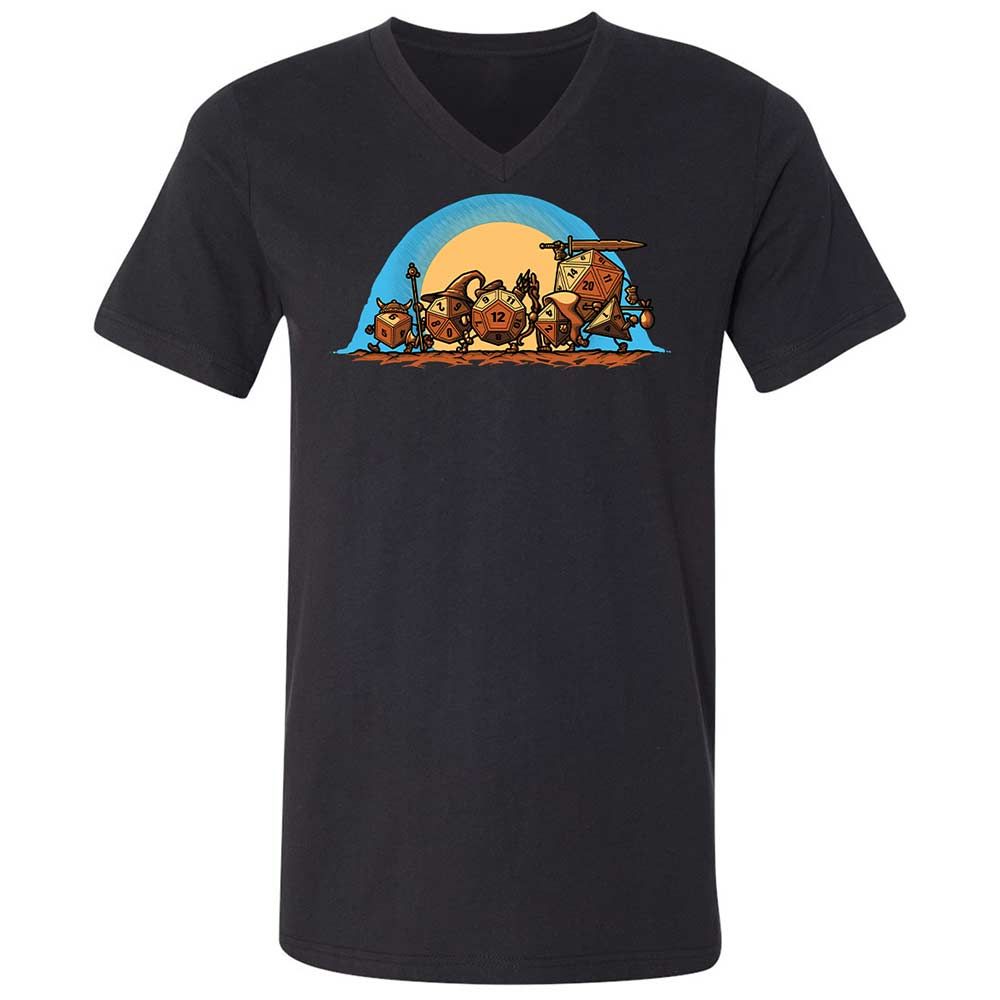 The Fellowship Of The Dice Unisex V-Neck T-Shirt - Black - 1