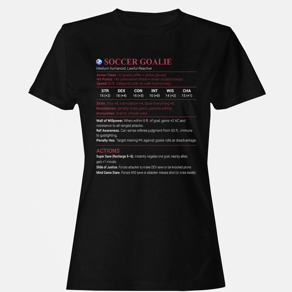 Soccer Goalie Women's T-Shirt - Black - 1