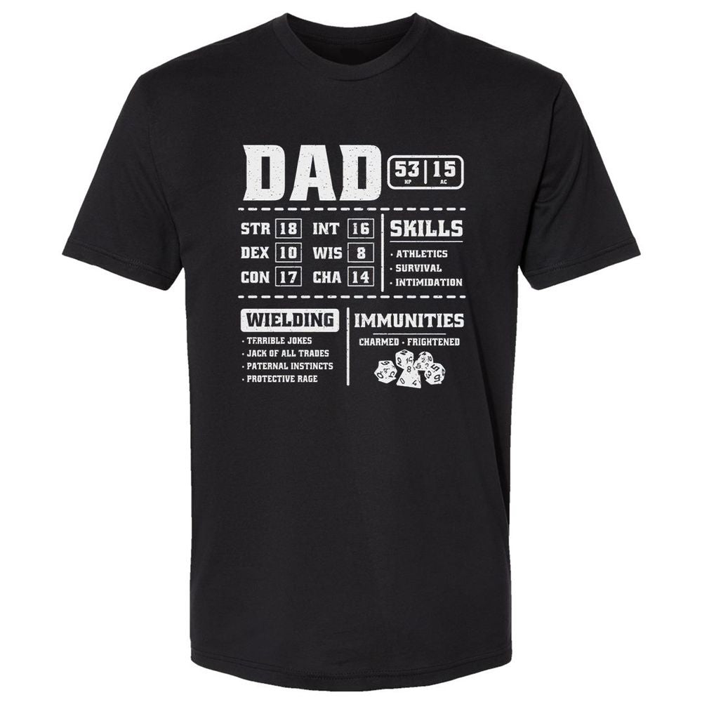 Dad Stat Block 2 Premium Unisex T-Shirt - Black - 1