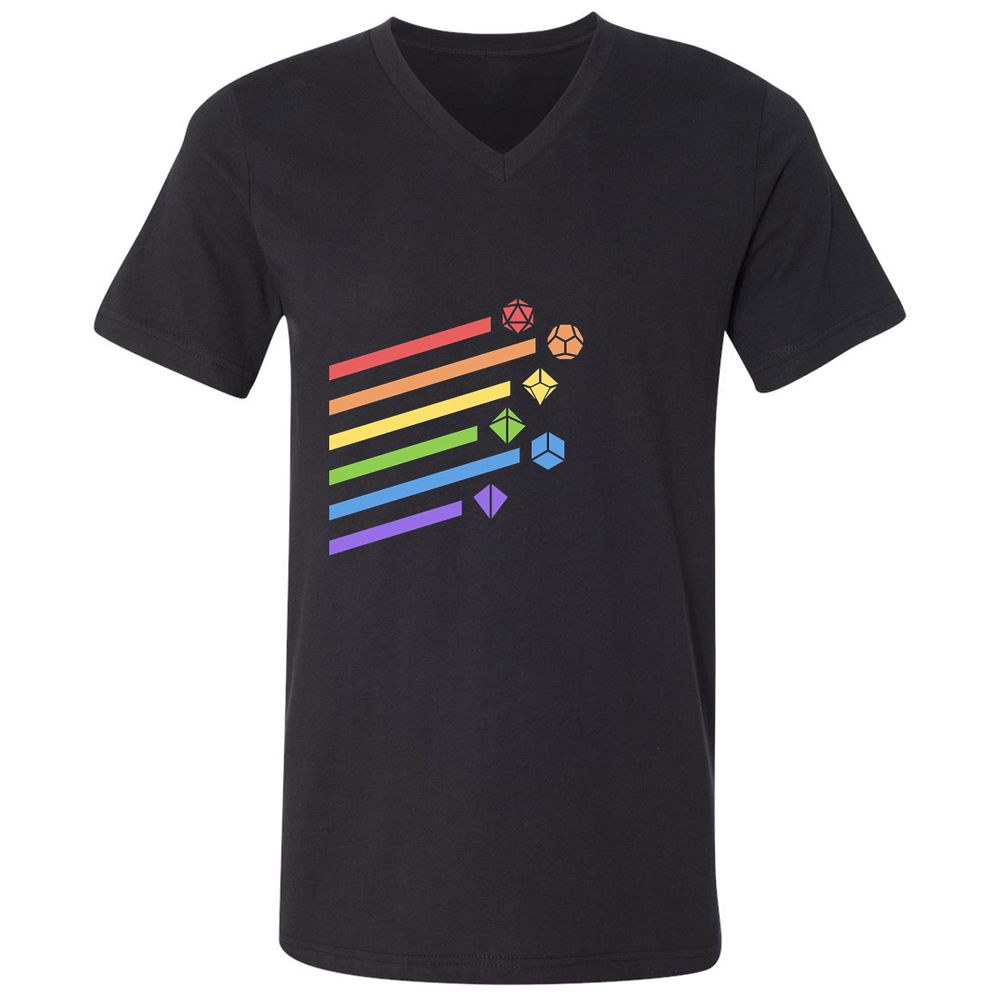 Rainbow Dice Set Unisex V-Neck T-Shirt - Black - 1
