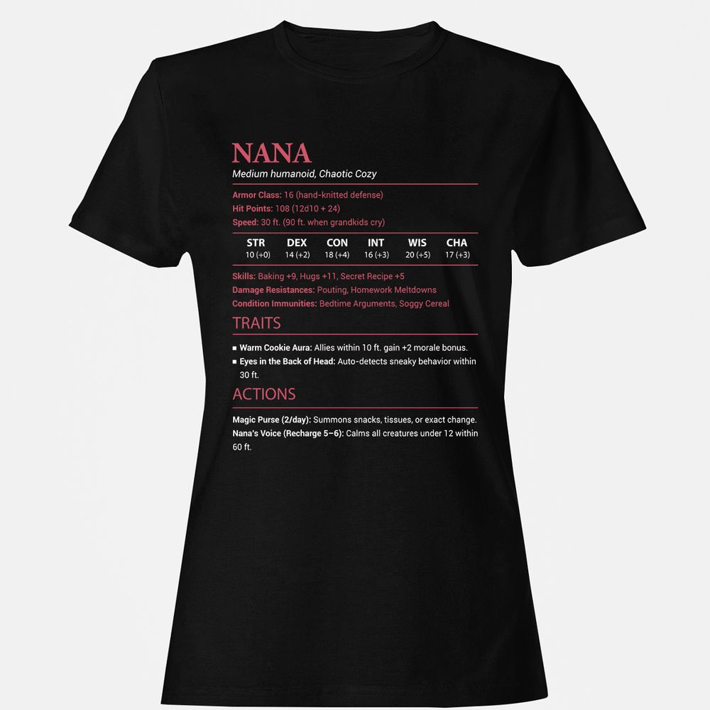 Nana Stats Women's T-Shirt - Black - 1