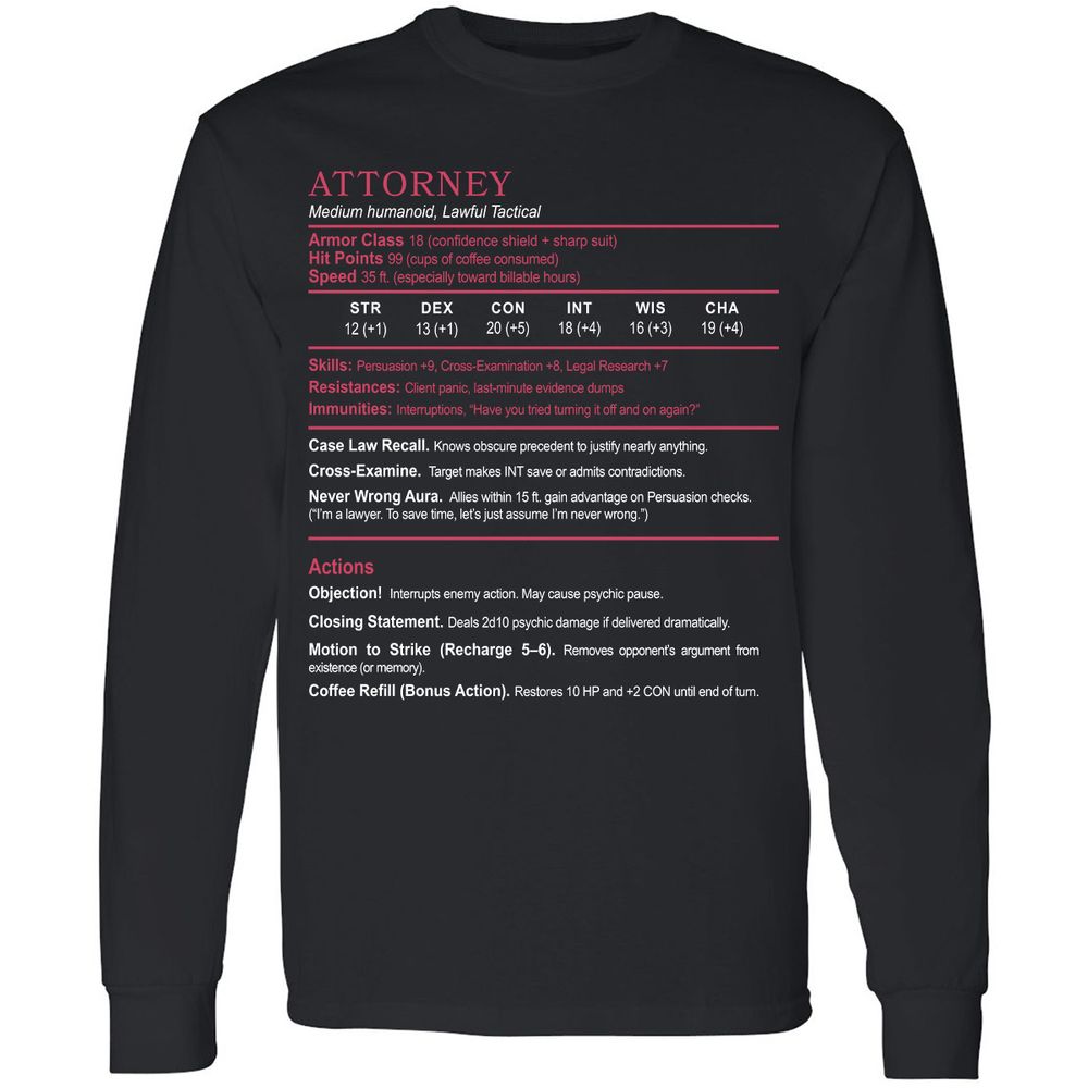Attorney Long Sleeve T-Shirt - Black - 1