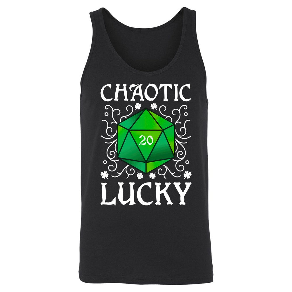 Chaotic Lucky D20 Dice Unisex Jersey Tank - Black - 1