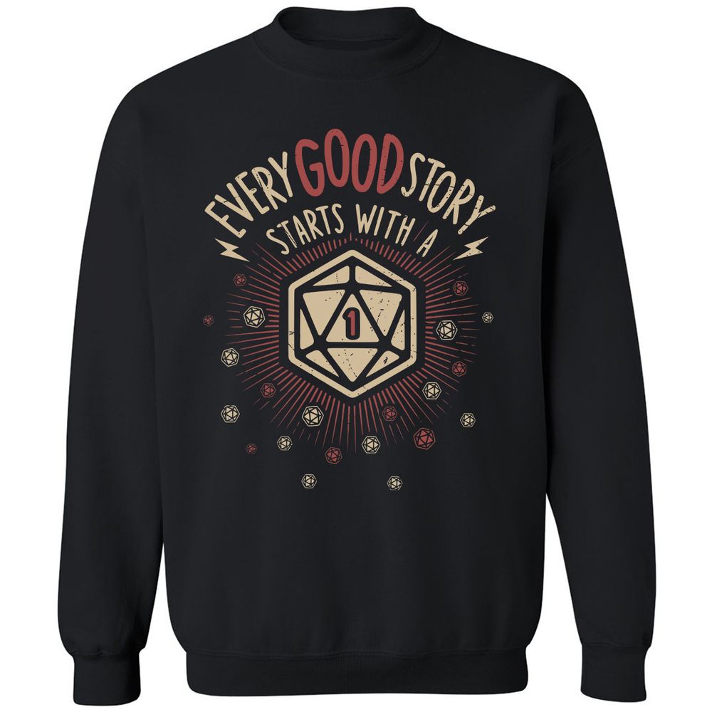 Good Story Starts With A 1 Classic Unisex Sweatshirt - Black - 1
