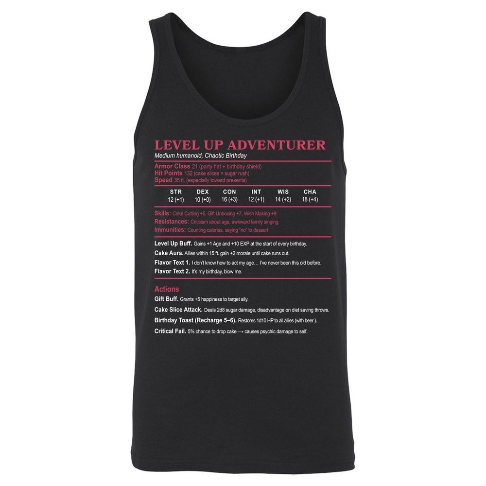 Level Up Adventurer Unisex Jersey Tank - Black - 1