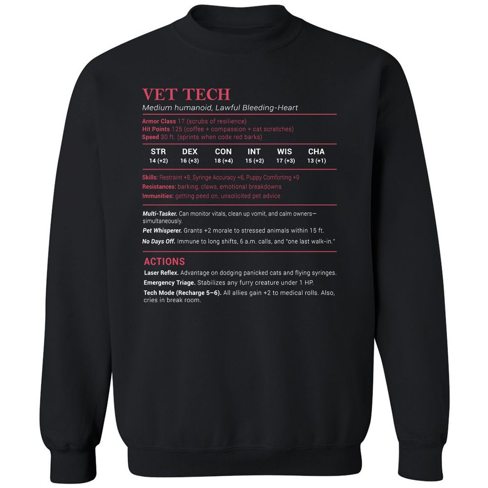 Vet Tech Stats Classic Unisex Sweatshirt - Black - 1