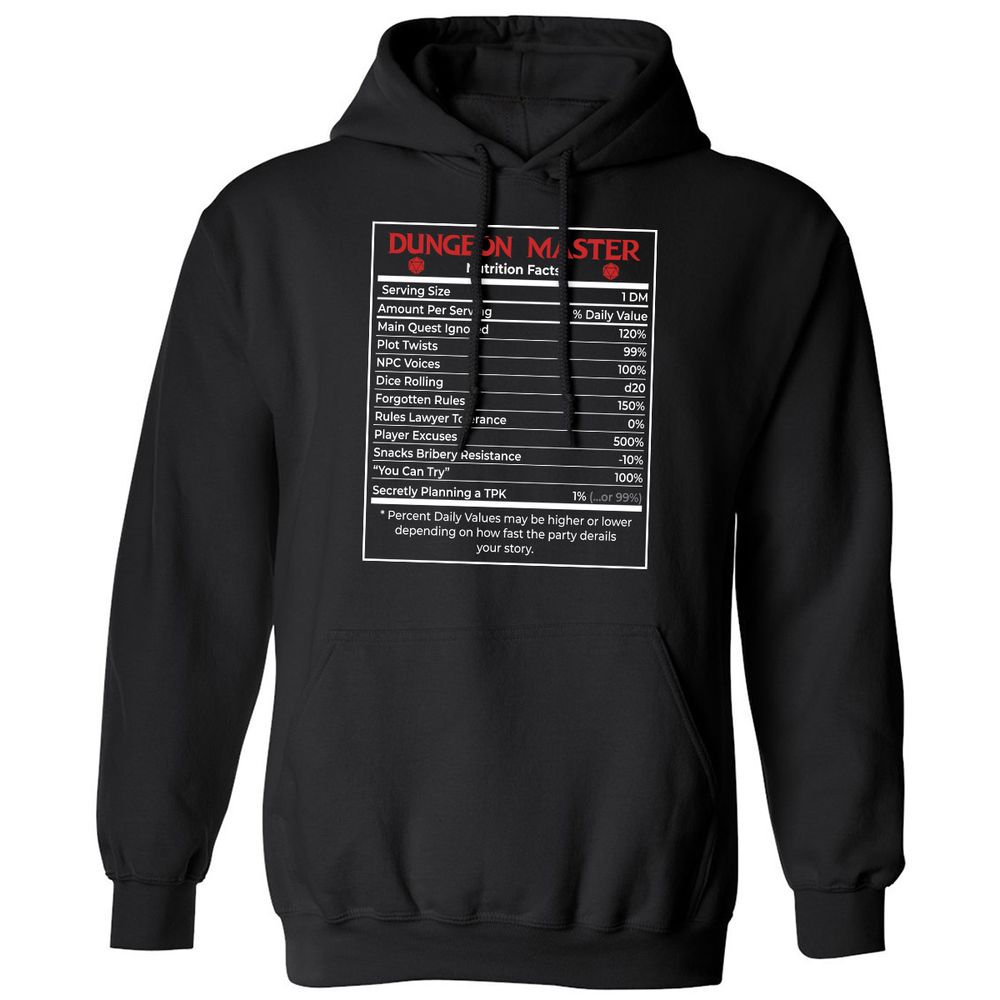 Dungeon Master Nutrition Facts Classic Unisex Hoodie - Black - 1