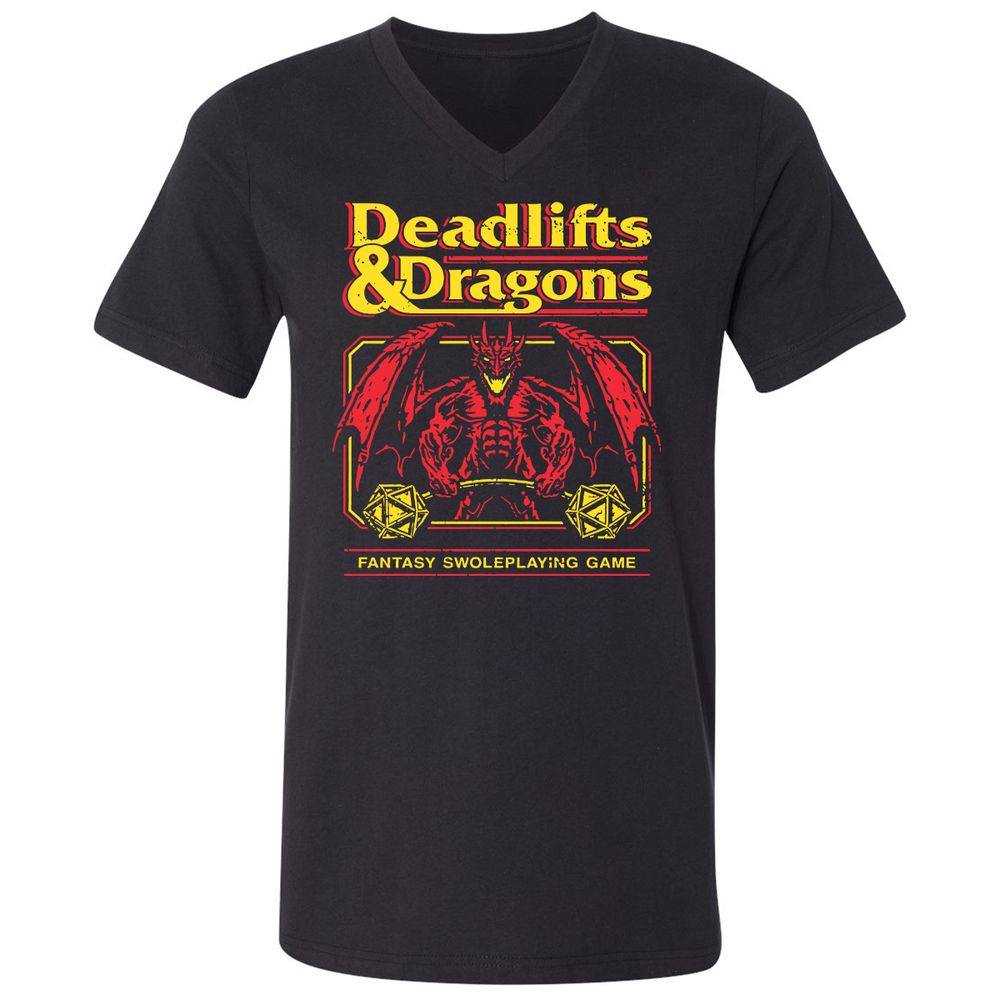 Deadlifts And Dragons Unisex V-Neck T-Shirt - Black - 1