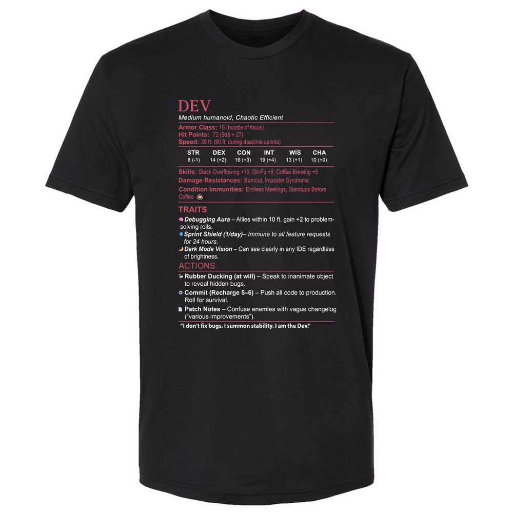 DEV Stats Premium Unisex T-Shirt - Black - 1