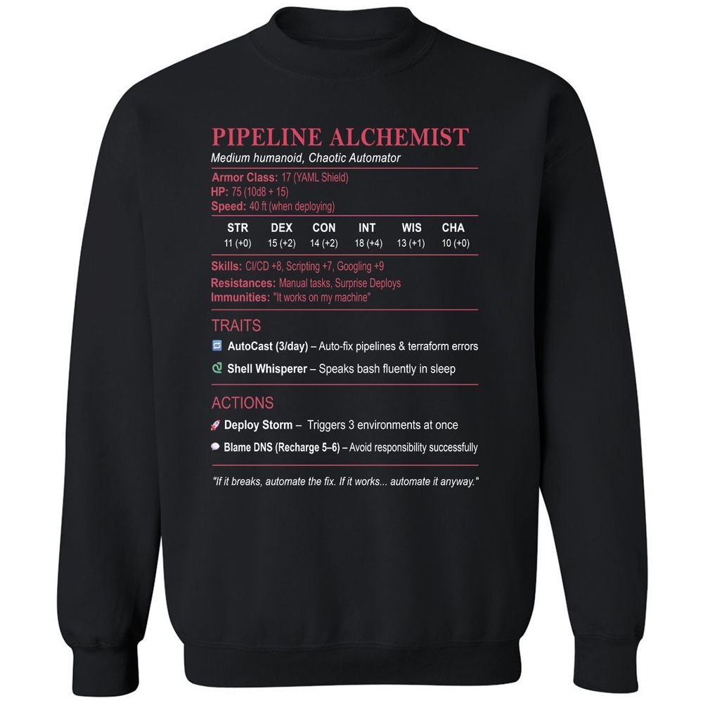DEVOPS Stats (Pipeline Alchemist) Classic Unisex Sweatshirt - Black - 1