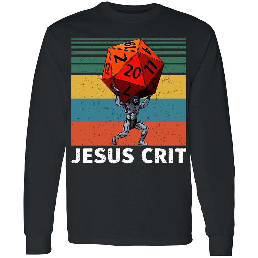 Jesus Crit Long Sleeve T-Shirt - Black - 1