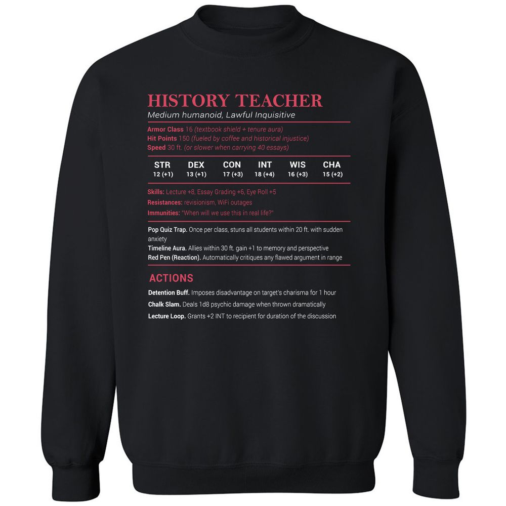 History Teacher Classic Unisex Sweatshirt - Black - 1