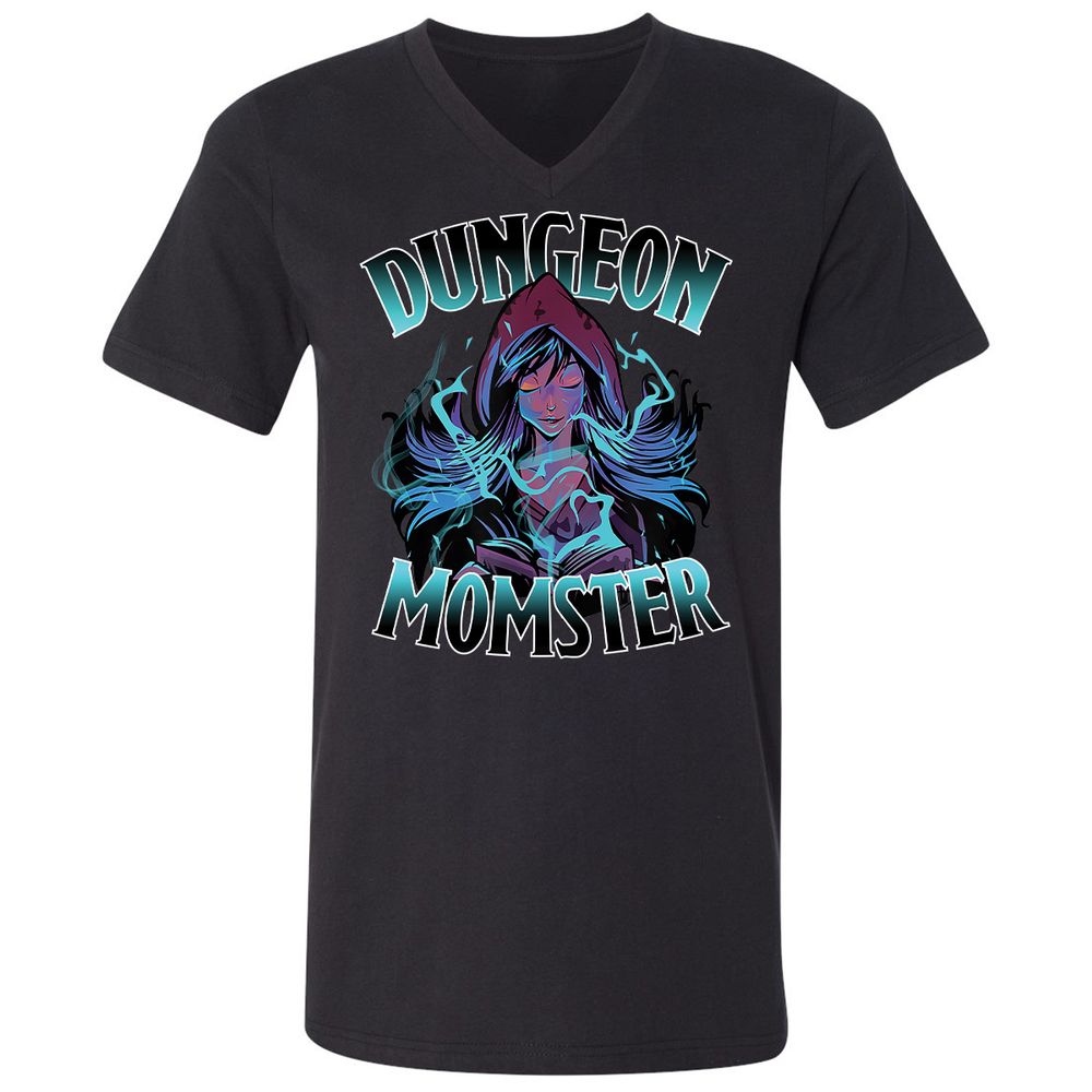 Dungeon Momster Unisex V-Neck T-Shirt - Black - 1