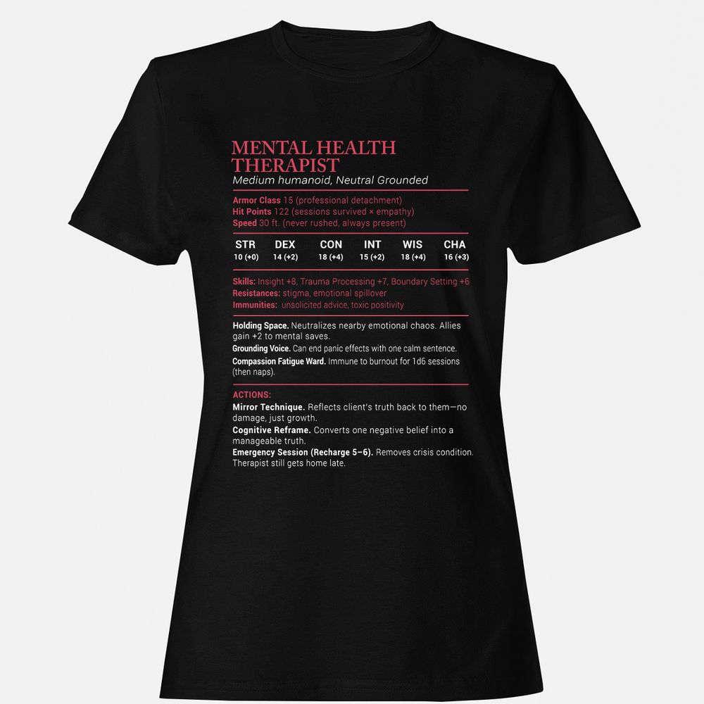 Mental Health Therapist Stats Women's T-Shirt - Black - 1