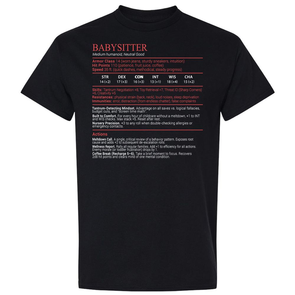 Baby Sitter Stats Block - Black - 1