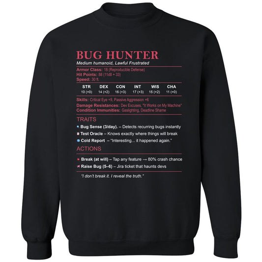 Tester Stats (Bug Hunter) Classic Unisex Sweatshirt - Black - 1