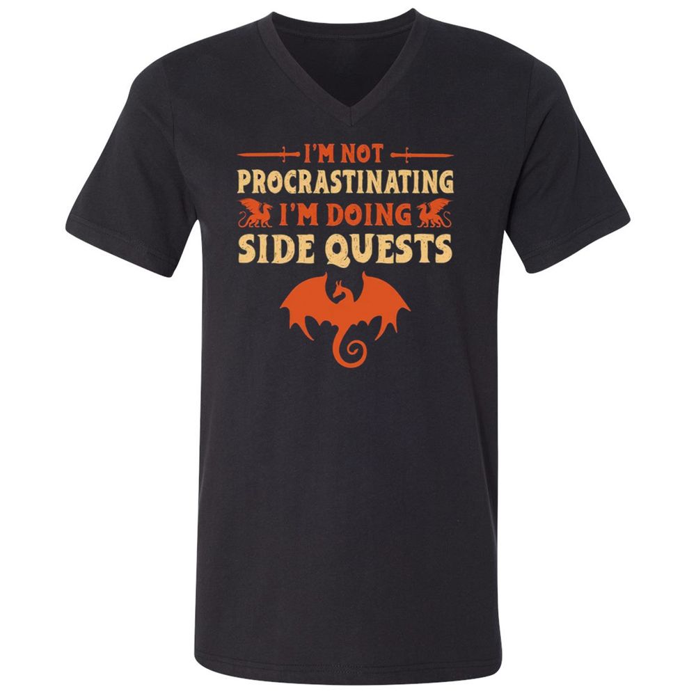 I'm Doing Side Quests Unisex V-Neck T-Shirt - Black - 1