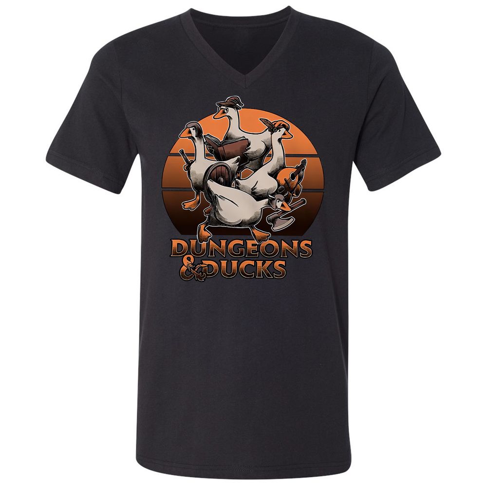 Dungeons And Ducks Unisex V-Neck T-Shirt - Black - 1